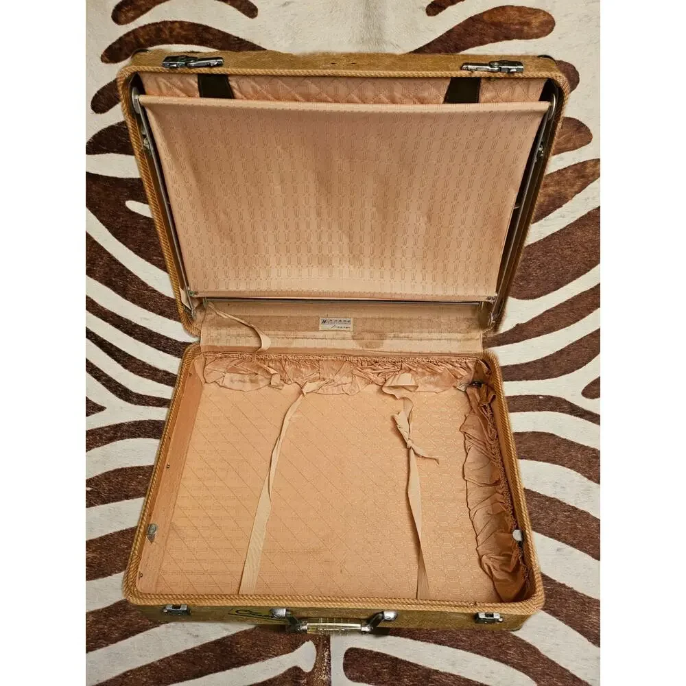 Vintage 50s Wheary Luggage Tweed Exterior Suitcase Hotel & Airline Decal Sticker